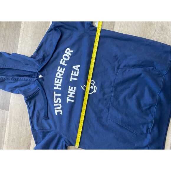 Just Here for the Tea Navy Blue Sweatshirt Hoodie, Size Large - Picture 3 of 5